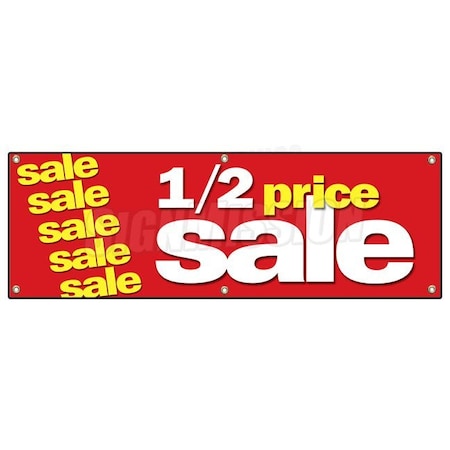 HALF PRICE SALE BANNER SIGN 1/2 Huge Retail Clearance Discount Off